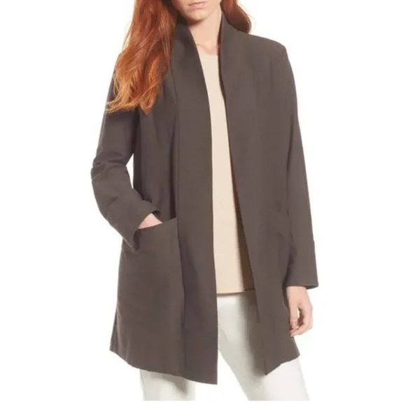 EILEEN FISHER Rye Kimono Jacket Stretch Crepe Gray-Brown 1X - Picture 1 of 13
